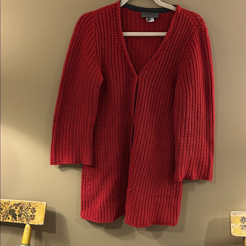 Les Copains Deep Red Knit Cardigan
